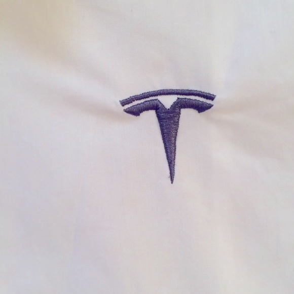 TESLA - Men's Size XL White Button Up Long Sleeve Collared Dress Shirt Logo - Picture 5 of 10